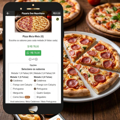 Seleção fácil de meia pizza